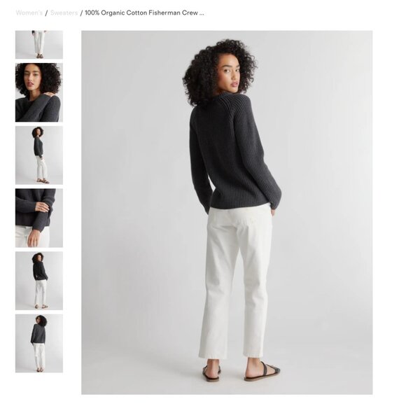 Quince 100% Organic Cotton Fisherman Crew Sweater Charcoal Size Small - Picture 2 of 5